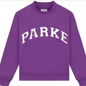Parke NWT Back To School Varsity Mockneck in Amethyst and White L/XL